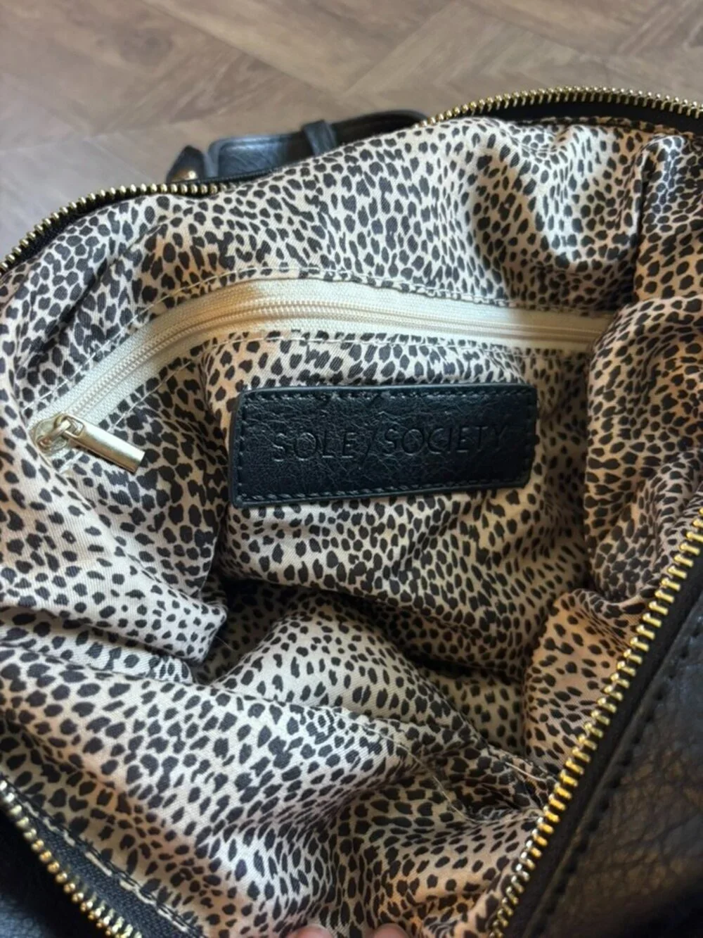 Sole Society Black Vegan Leather Small Backpack.